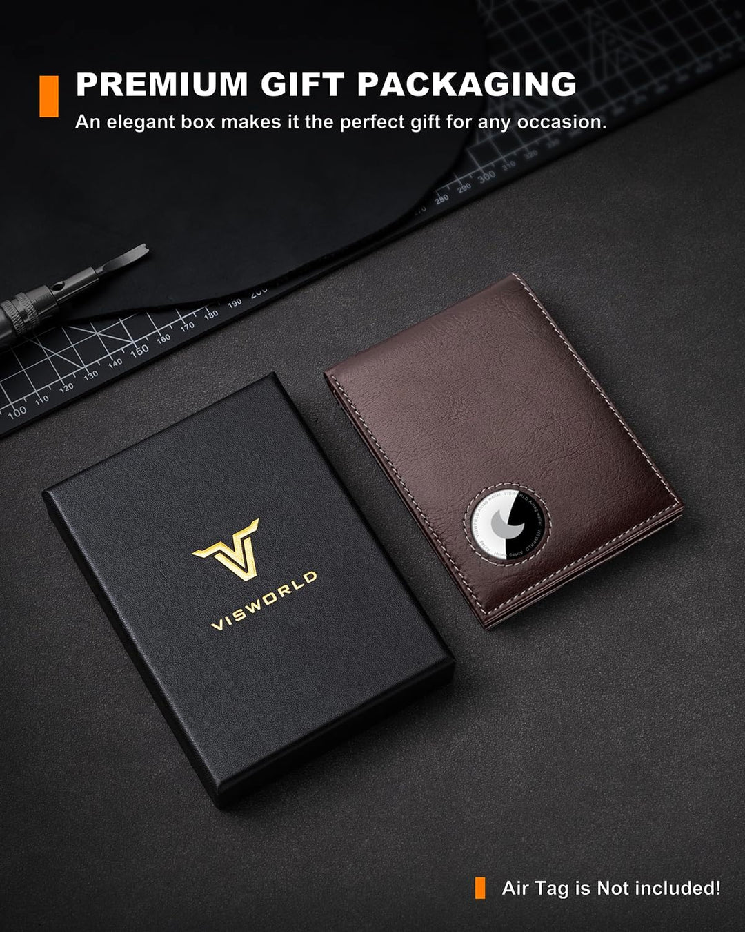 VISWORLD Billetera para hombre con soporte para Airtag, billetera p...