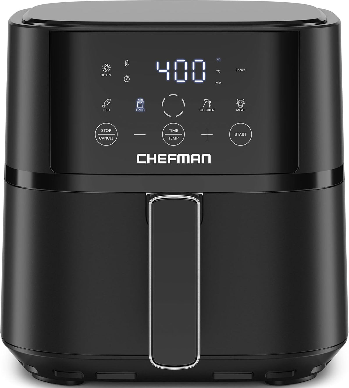 Chefman Freidora de aire – Freidora de aire compacta de 4 cuartos de galón para comidas rápidas y fáciles en minutos, cuenta con tecnología Hi-Fry para controles de pantalla táctil extra crujientes con 4 ajustes preestablecidos, cesta antiadherente y apta