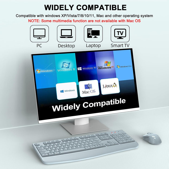 ULSOU - Combo de teclado y mouse inalámbricos, teclado ergonómico d...