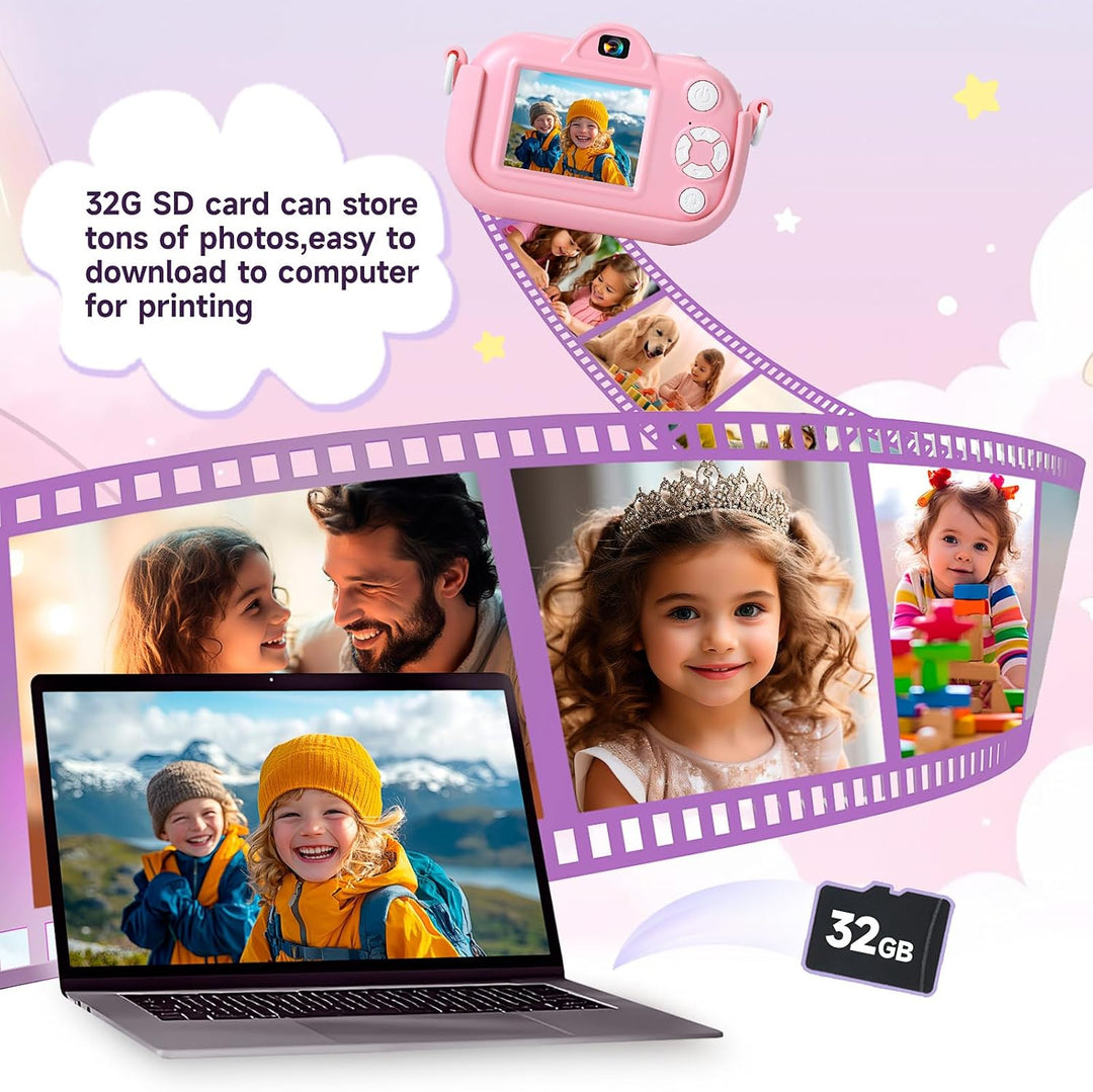 MAVOKIS Cámara digital para niños de 3 a 8 años, cámara 1080P para...