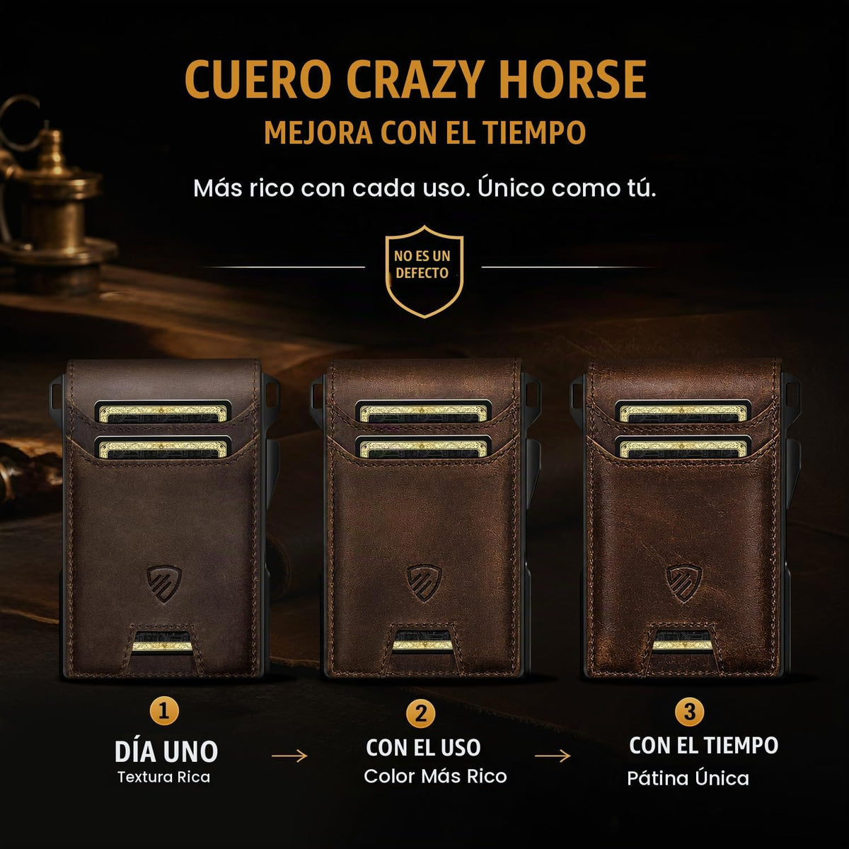 RUNBOX Cartera plegable de cuero genuino para hombres, tarjetero delgado