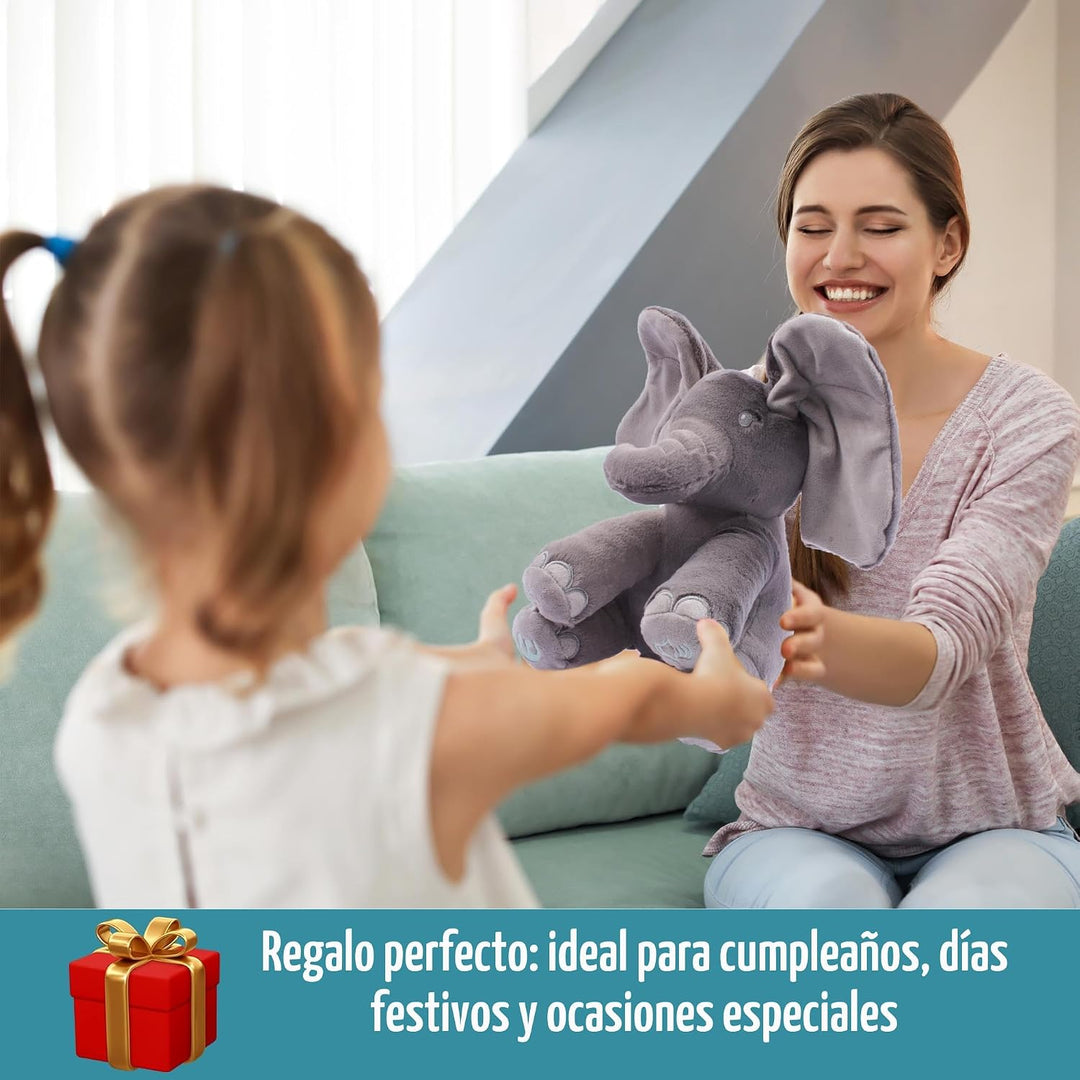 Dimple Emery Peek A Boo Elefante de juguete, peluche interactivo de...