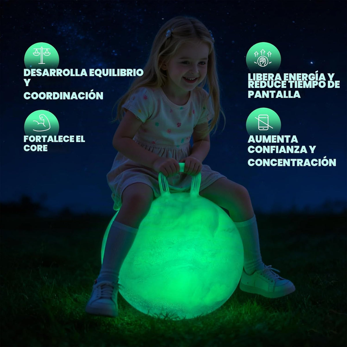 Bola de tolva que brilla en la oscuridad para niños de 3 a 8 años