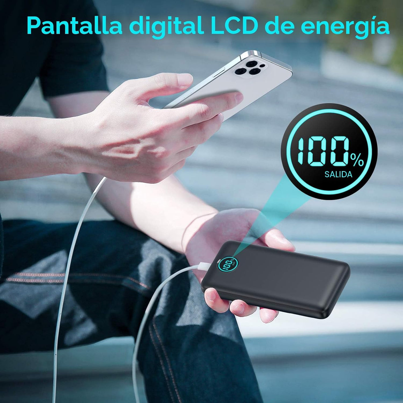 Cargador portátil de 30,800 mAh PowerBank con 3 salidas, 25 W PD de...