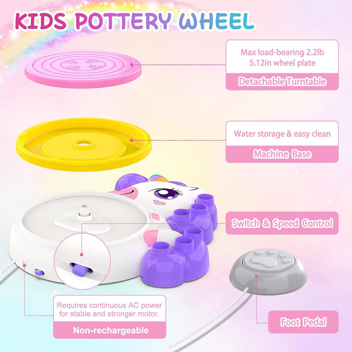 Rueda de cerámica para niños, kit de manualidades de unicornio para niños de 6 a 12 años
