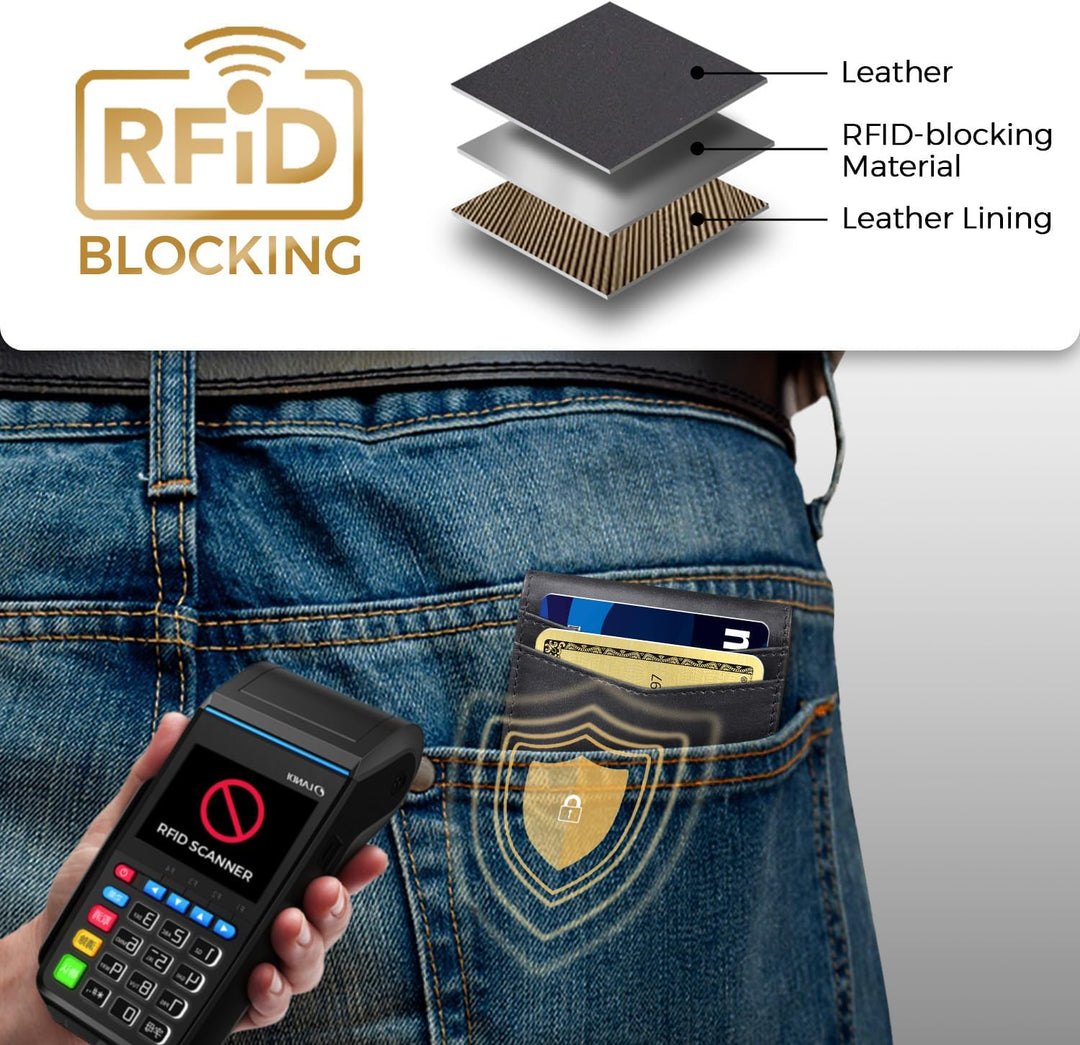 RUNBOX Billetera de cuero genuino para hombre, 12 tarjetas, clip pa...