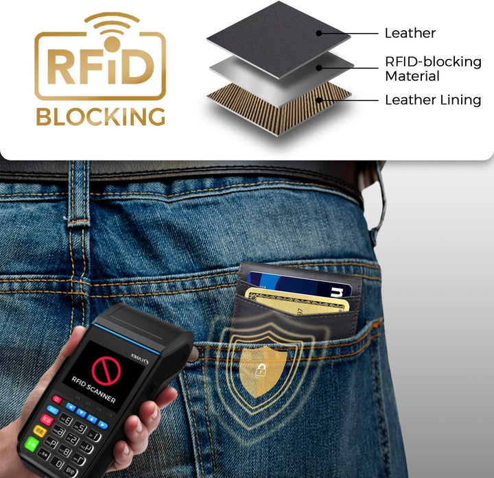 RUNBOX Billetera de cuero genuino para hombre, 12 tarjetas, clip pa...