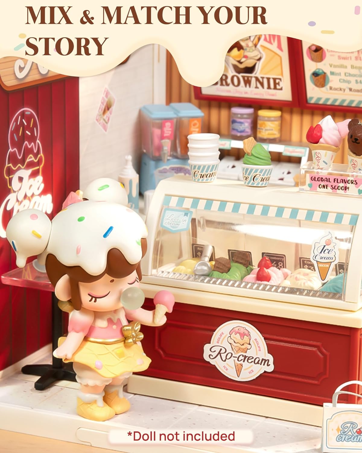 Rolife Super Creator DIY Juego de construcción de casas de plástico en miniatura Tienda de helados