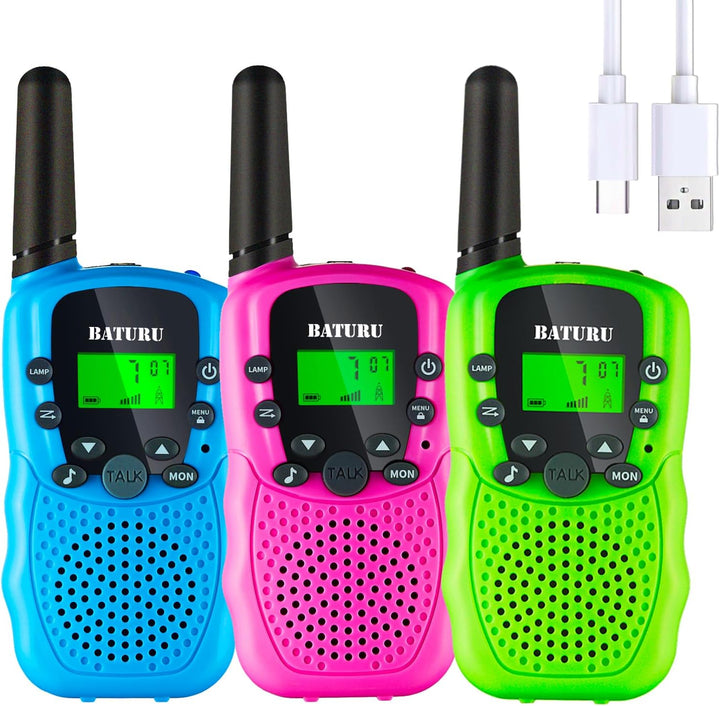 BATURU Walkie Talkies recargables para niños de 3 millas de largo a...