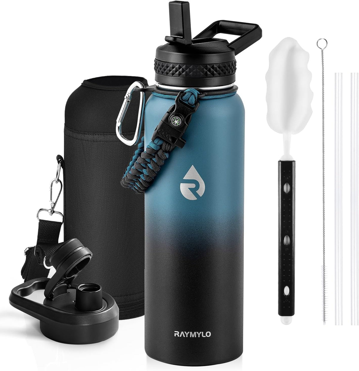 RAYMYLO Botella de agua aislada de 40 oz, acero inoxidable al vacío de