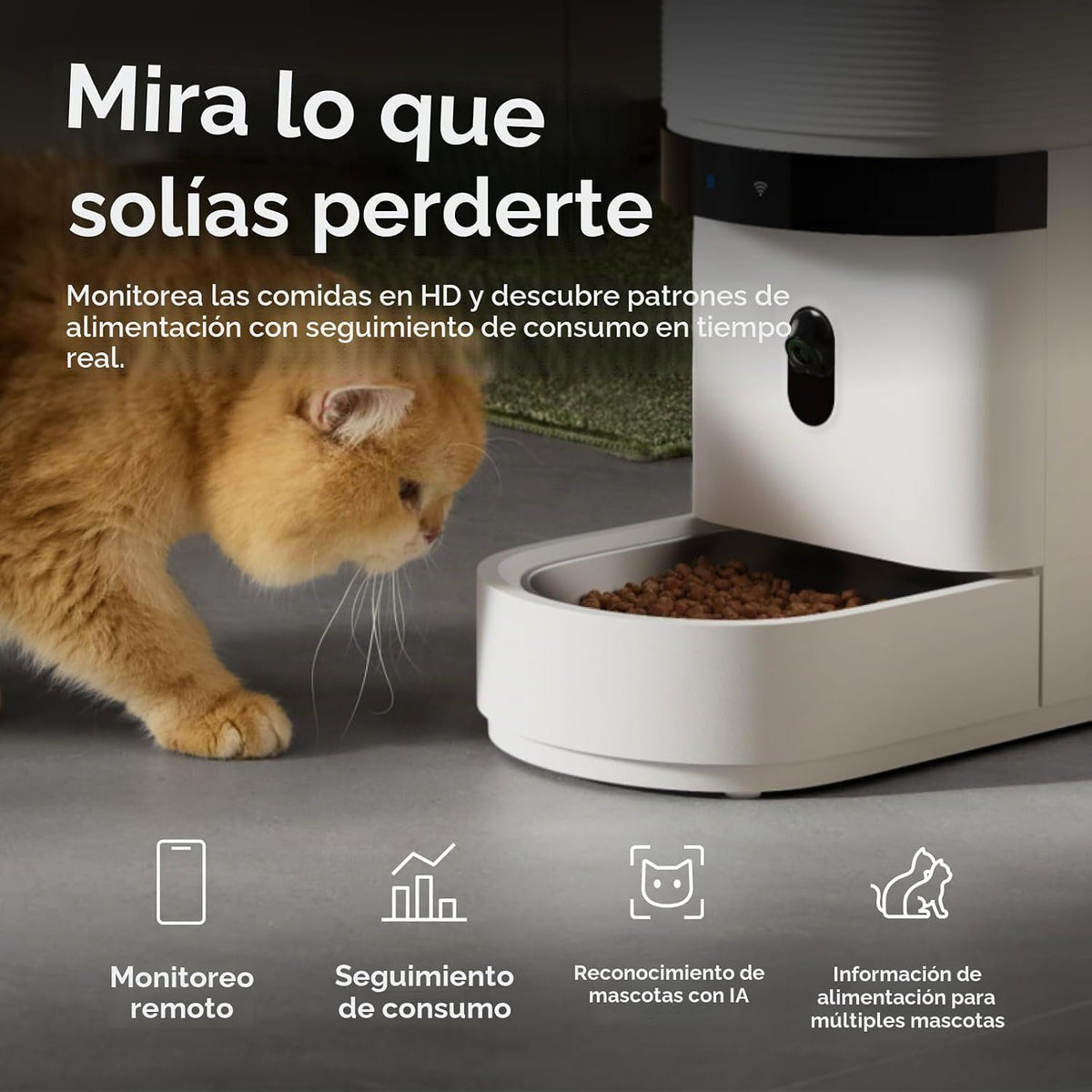PETLIBRO Automatic Cat Feeder con Cámara, Escala AI para Seguimiento Inteligente de la Ingesta de Comida