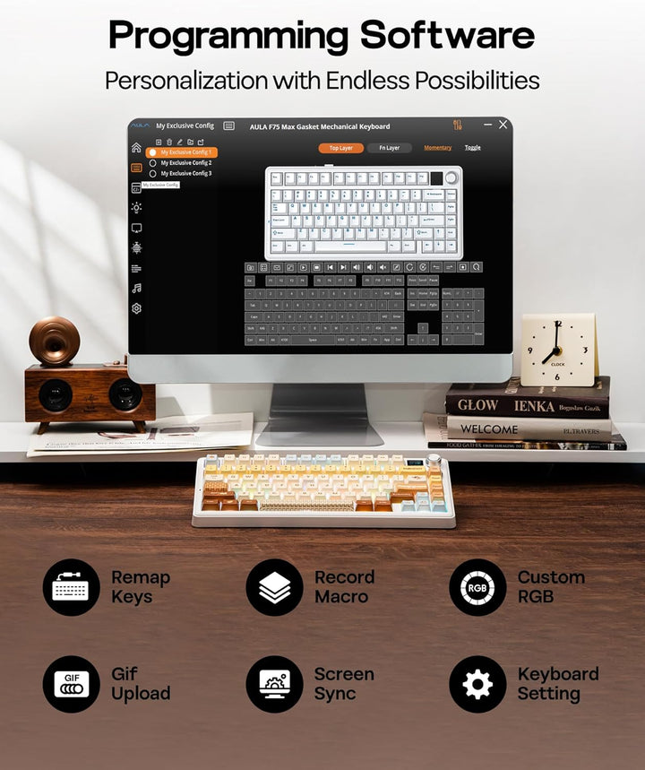 EPOMAKER X Aula F75 MAX Teclado mecánico inalámbrico con pantalla T...