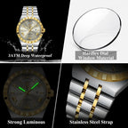 Poedagar Reloj de negocios para hombre, clásico de la semana, fecha, impermeable, luminoso, reloj de pulsera para hombre, acero inoxidable, moda de cuarzo, relojes masculinos