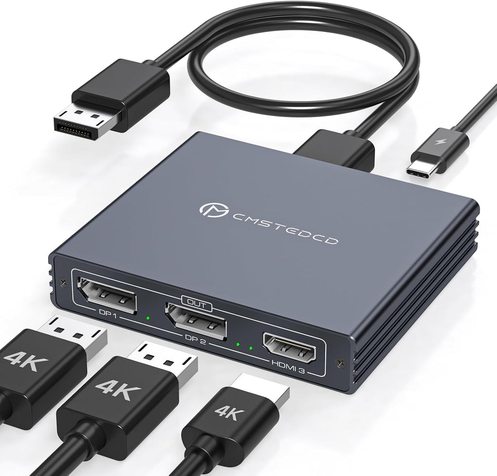 USB C a HDMI + DisplayPort Splitter 3 monitores con carga PD de 100 W Thunderbolt a HDMI DP Splitter 1 en 3 salidas Múltiples monitores Hub de pantalla extendida para convertidor compatible con