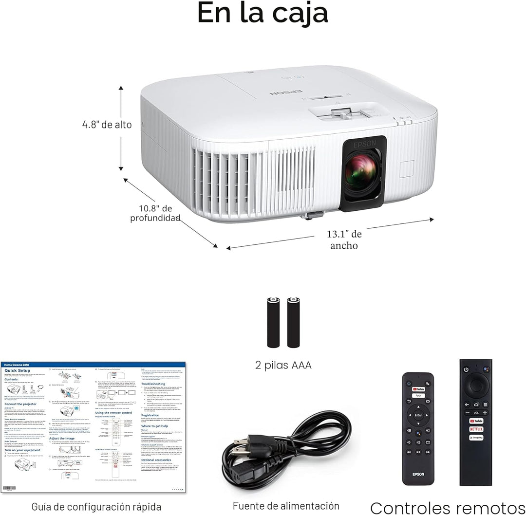 Epson Home Cinema 2350 4K PRO-UHD Proyector Inteligente para Juegos...