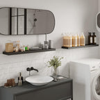 BAMEOS Estantes flotantes de 47 pulgadas, estantes de madera negros montados en la pared con soportes invisibles, juego de 2