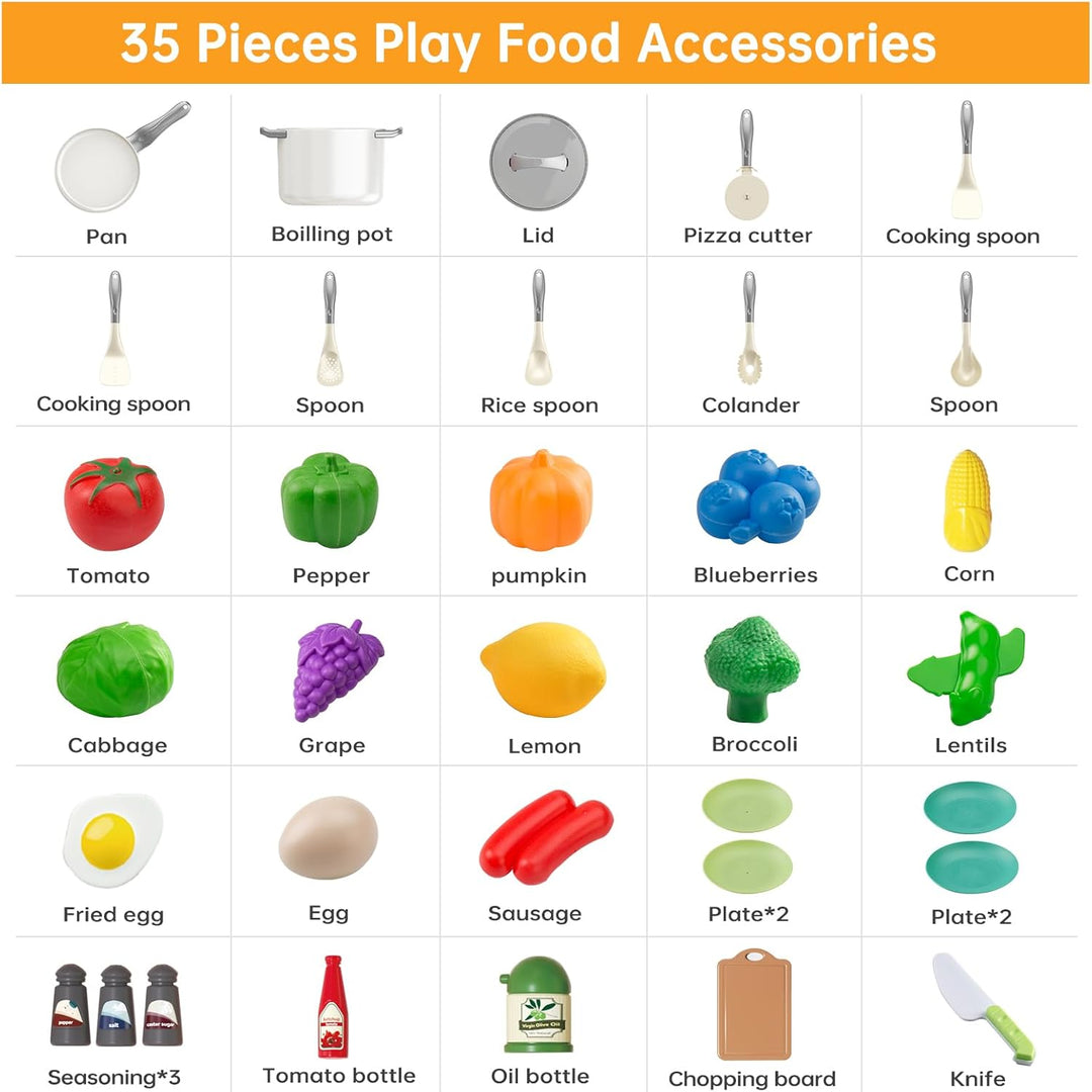 35 piezas de accesorios de juguete de cocina para niños, juego de c...