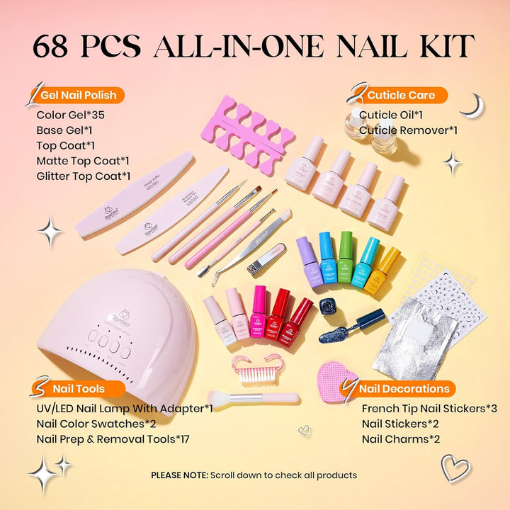 Beetles - Kit de esmalte de uñas de gel con luz UV \u2013 35 colore...