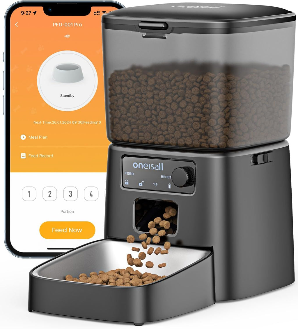 oneisall Alimentador automático para gatos 2.4 GHz Wi-Fi, 3.5L/15 tazas