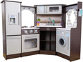 KidKraft Ultimate - Cocina de esquina de madera con luces y sonidos, teléfono de juego y cortinas, Espresso, regalo para niños de 3 años en adelante