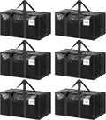 6 paquetes de bolsas de almacenamiento extra resistentes y extra grandes para mudanzas con cremalleras fuertes y asas cómodas, bolsas de almacenamiento para ropa resistentes y duraderas, contenedores
