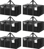 6 paquetes de bolsas de almacenamiento extra resistentes y extra grandes para mudanzas con cremalleras fuertes y asas cómodas, bolsas de almacenamiento para ropa resistentes y duraderas, contenedores