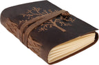 moonster Diario de cuero rayado – Diario de árbol de la vida en relieve para mujeres, 7 x 5 pulgadas, cuadernos de dibujo con papel de diario forrado – Diarios de cuero con rayas universitarias para