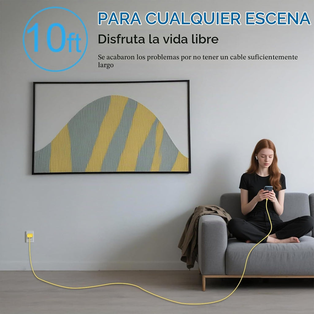 Cargador para iPhone 17, 16, 15, cable de carga rápida de 10 pies de largo tipo C Chagrer con 3 paquetes de cargador de pared USB C compatible con iPhone 17/17 Plus/17 Pro Max/16/16 Plus/16 Pro Max/15
