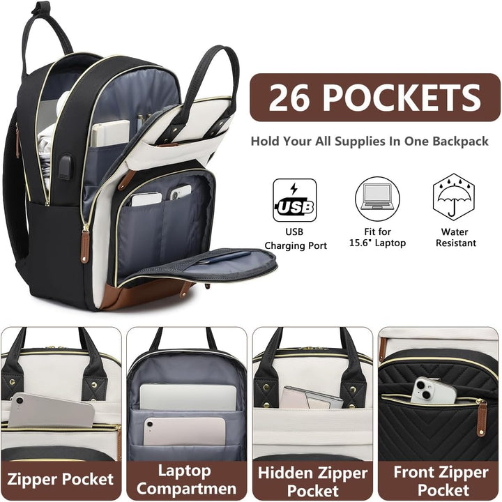 Mochila para mujer de 15.6 pulgadas, mochila para computadora portá...