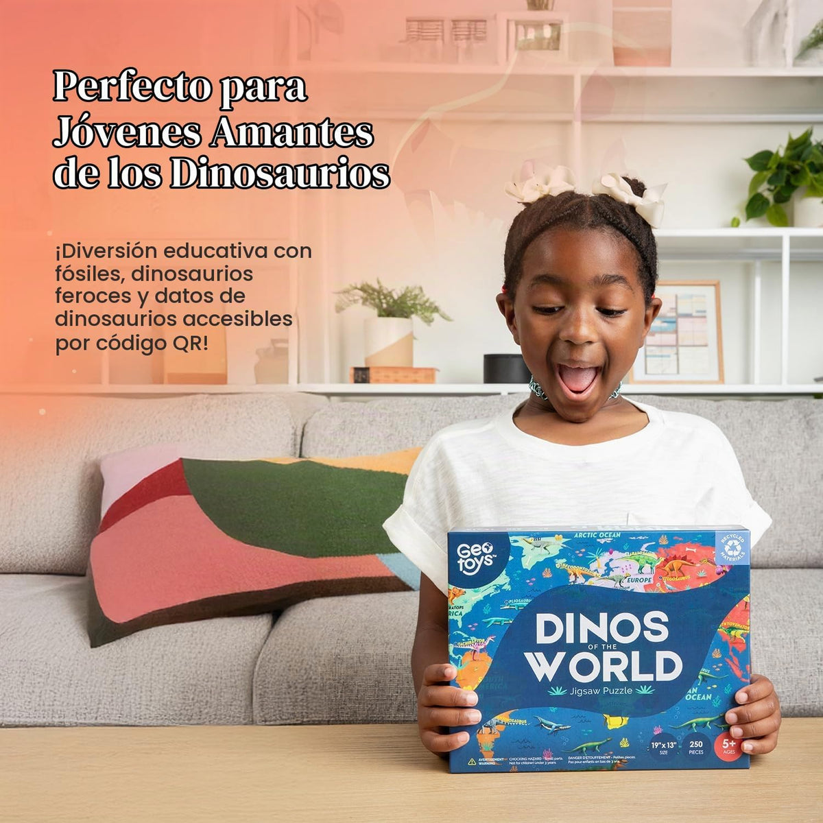 Rompecabezas de Dinos del Mundo de 19 x 13 pulgadas para niños