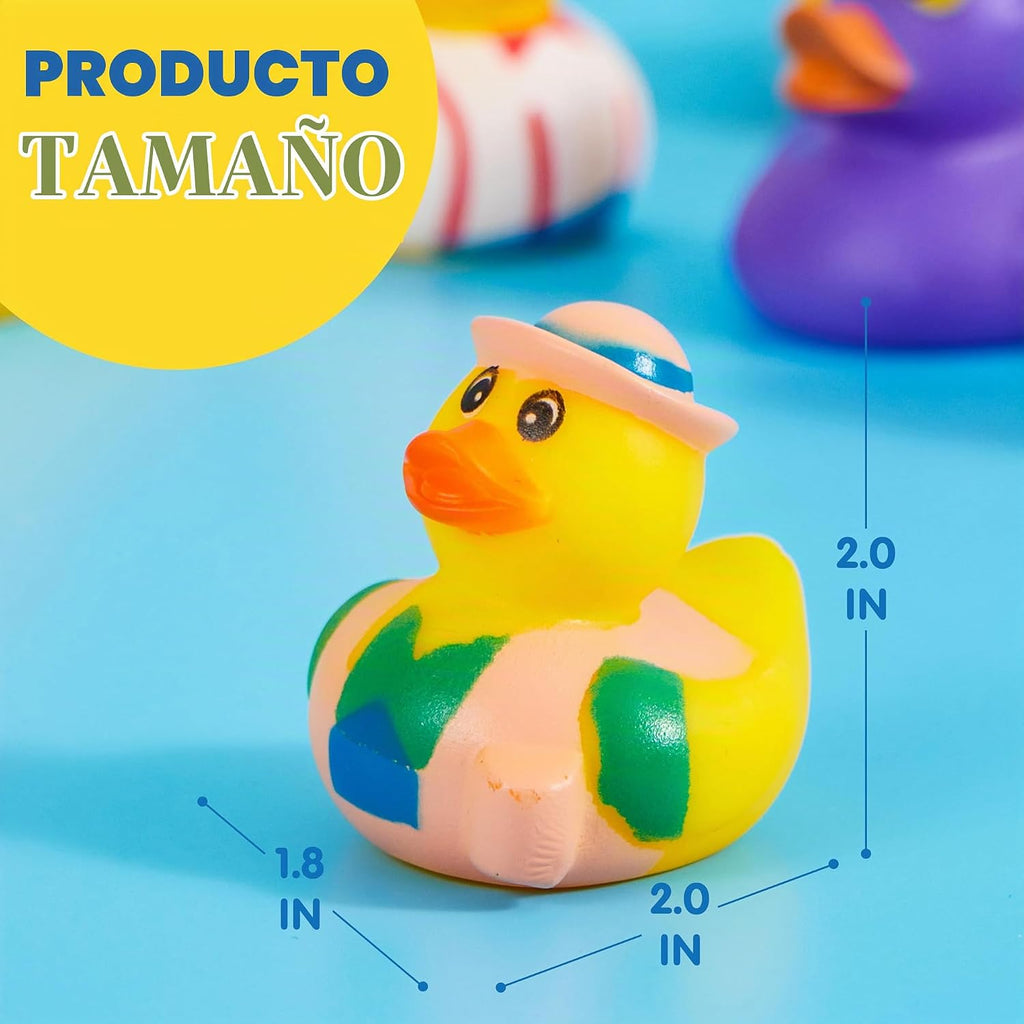 JOYIN 120 piezas de patos de goma, surtido aleatorio de patos a granel con bolsa de transporte de malla, mini patitos de goma para juguetes de baño de bebé, juguetes de verano para niños pequeños