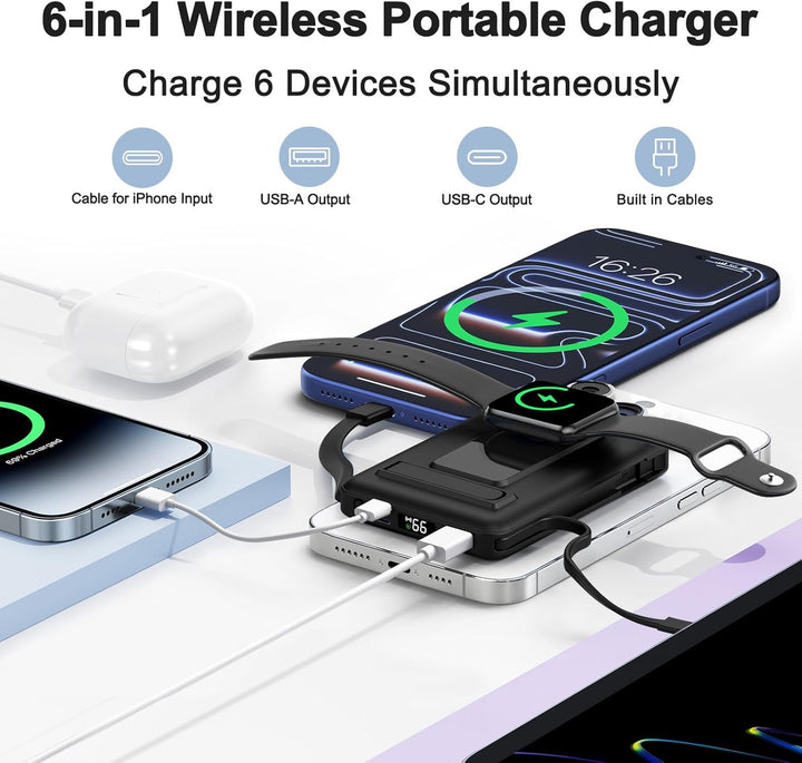 Vexnara - Cargador portátil magnético de 10000 mAh, banco de energí...