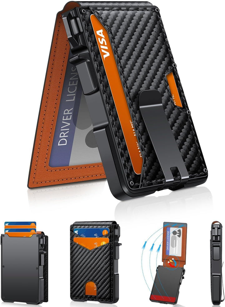 Cartera para hombres, cartera minimalista para hombres de 9-13 tarj...