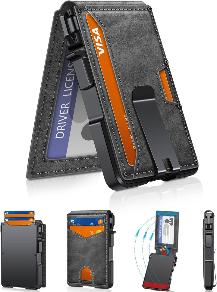 Cartera para hombres, cartera minimalista para hombres de 9-13 tarj...