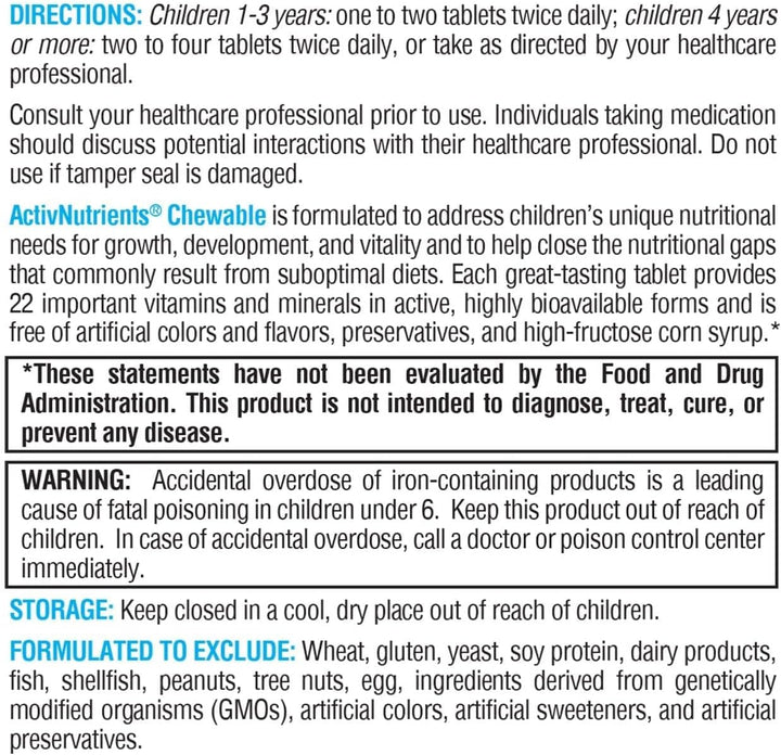 XYMOGEN ActivNutrients - Multivitamínico masticable para niños para...