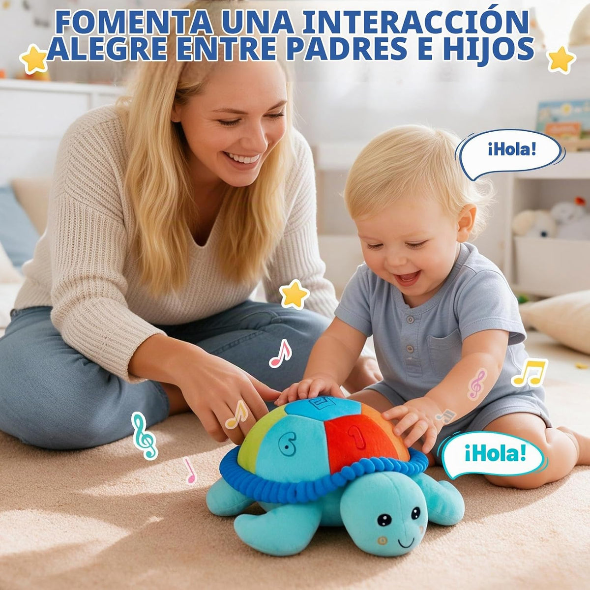 Peluche interactivo que arrastra la tortuga, juguete sensorial