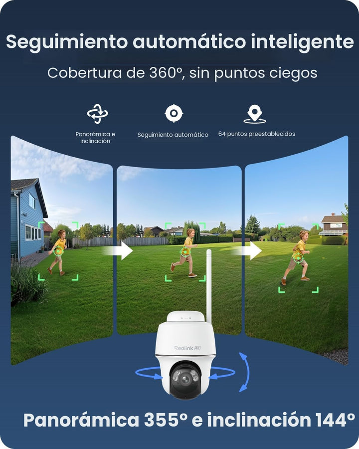REOLINK Cámaras de seguridad solares 4K, sistema inalámbrico para e...