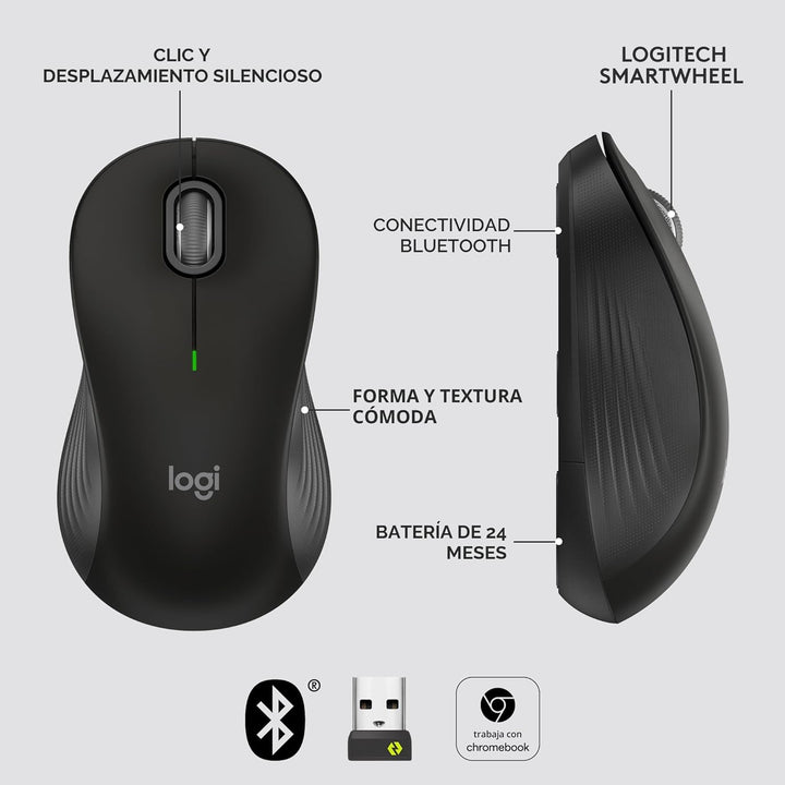 Logitech Signature M550 L - Mouse inalámbrico de tamaño completo, p...