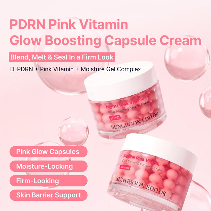 SUNGBOON EDITOR Pink PDRN - Crema cápsula que aumenta el brillo de...
