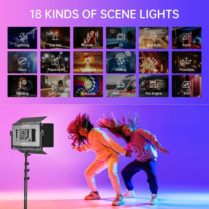 GVM - Luz de video LED RGB de 1300D, kit de iluminación de video de...