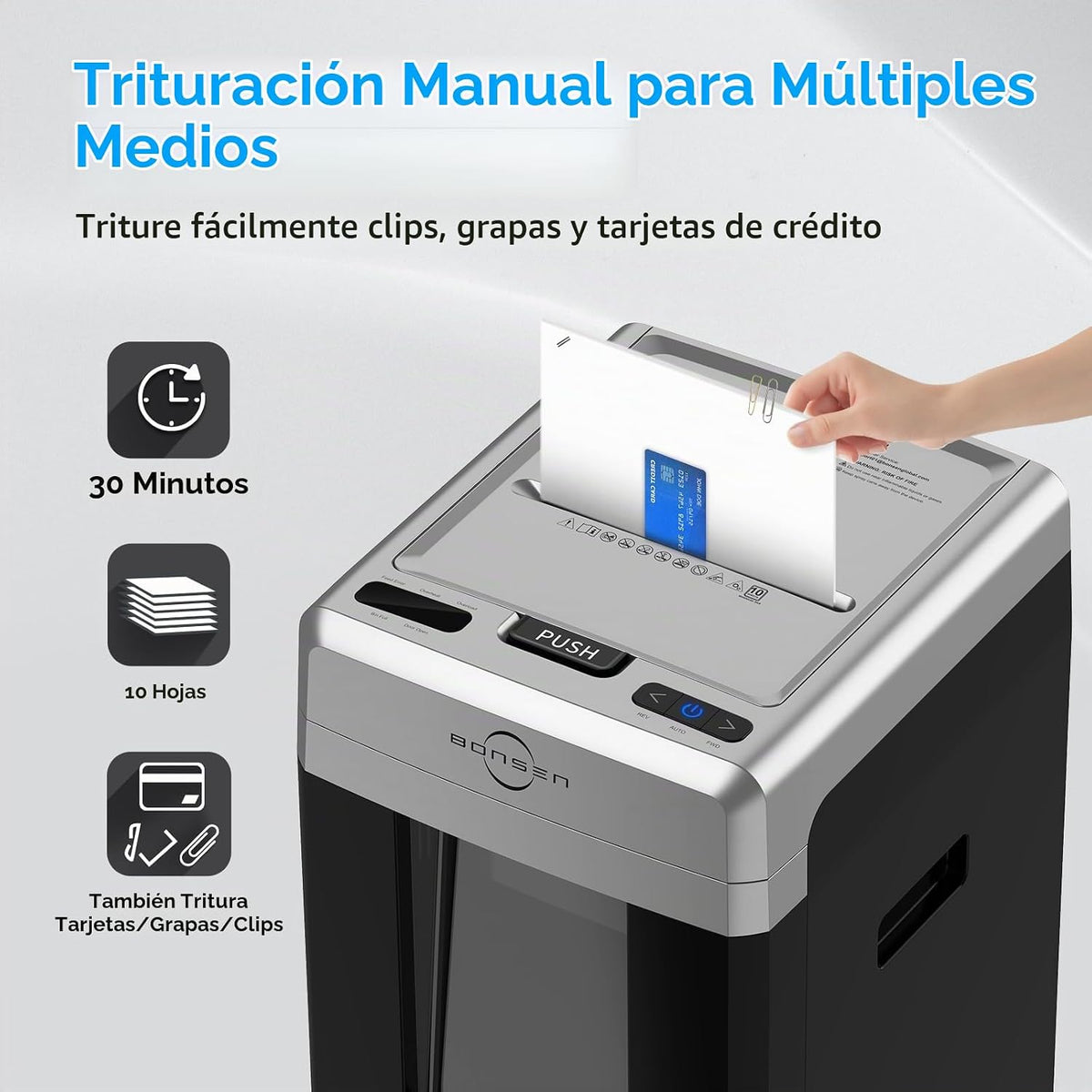 BONSEN P-5 de alta seguridad trituradora de papel de micro corte Auto Feed 320 hojas