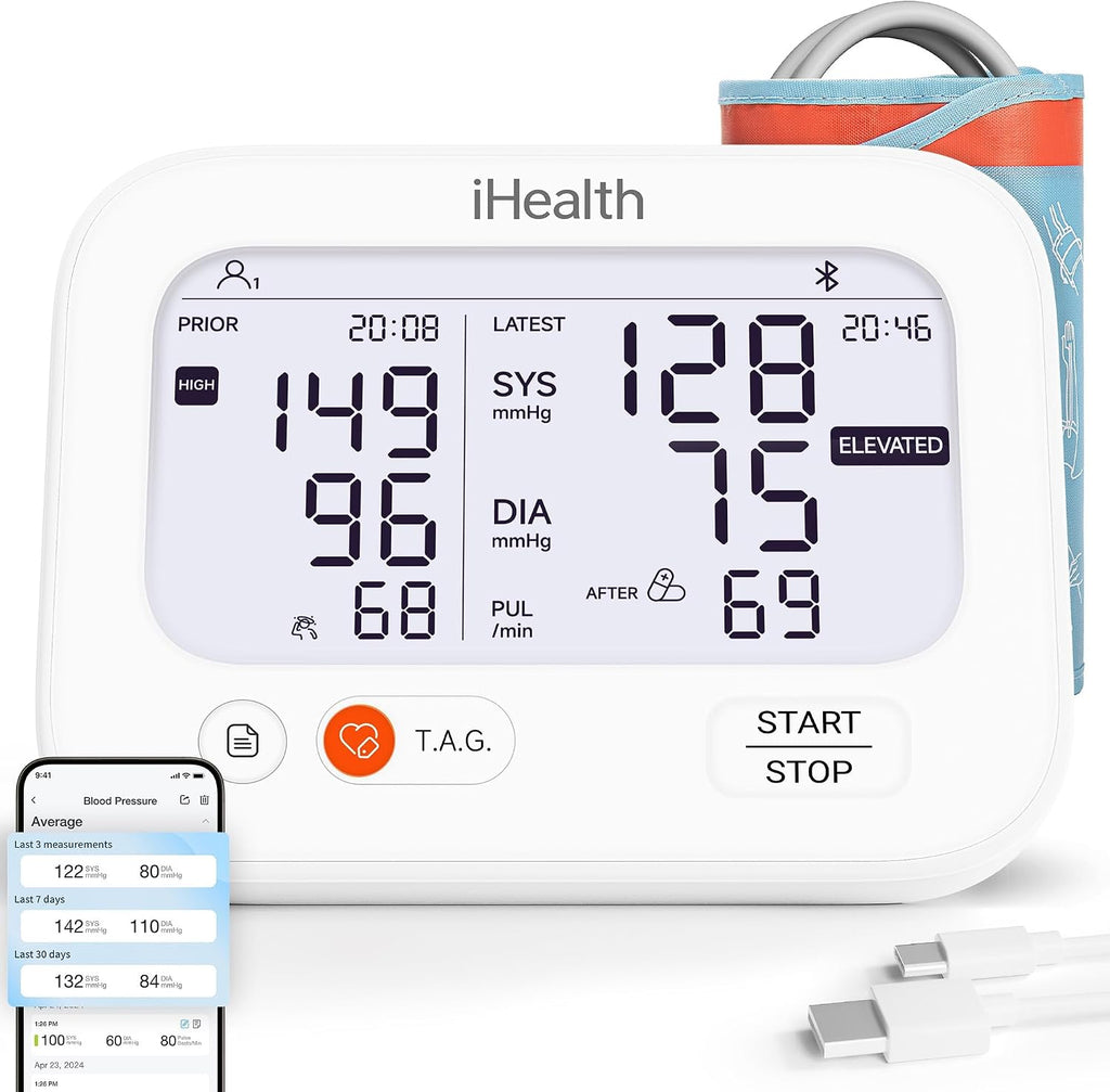 iHealth Jurni Smart - Monitor de presión arterial recargable, pantalla