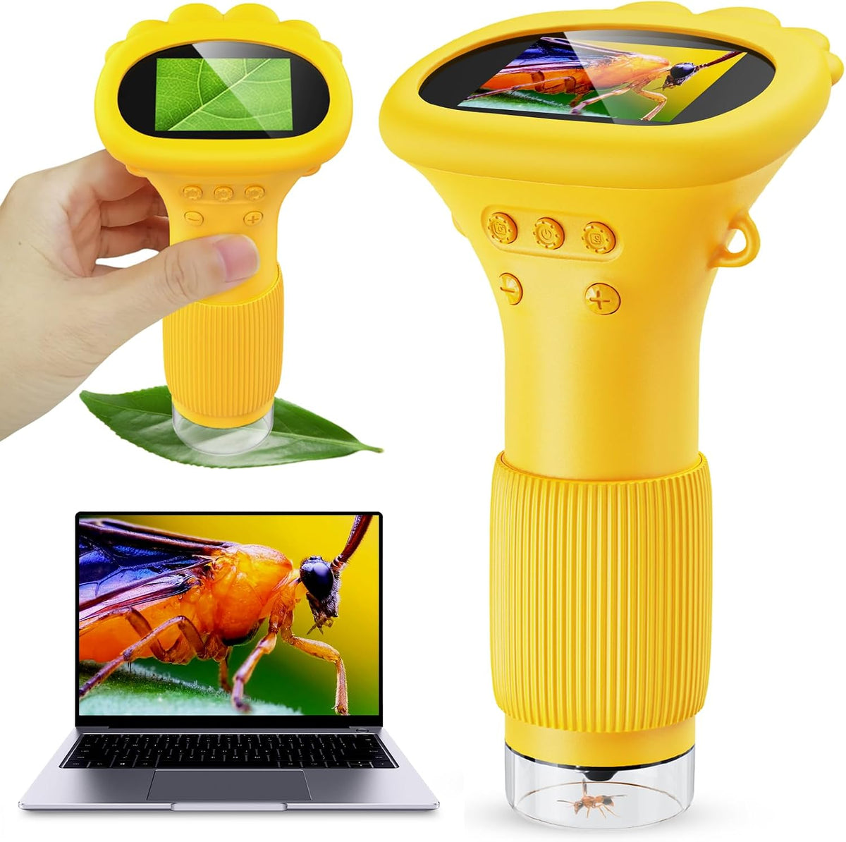 Microscopio portátil Ashfly 1000X para niños, microscopio de bolsillo para fotos y videos, microscopio de bolsillo, pantalla digital de 2 pulgadas 2026 para niños y niñas de 3 a 12 años