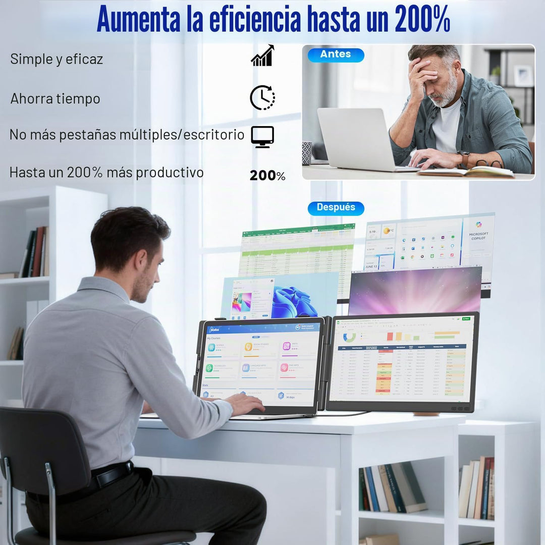 KEFEYA Extensor de pantalla para portátil de 14 pulgadas, FHD 1080P...