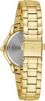 Reloj Bulova para mujer de acero inoxidable con cristal de 3 manecillas, mecanismo de cuarzo, esfera de nácar blanca