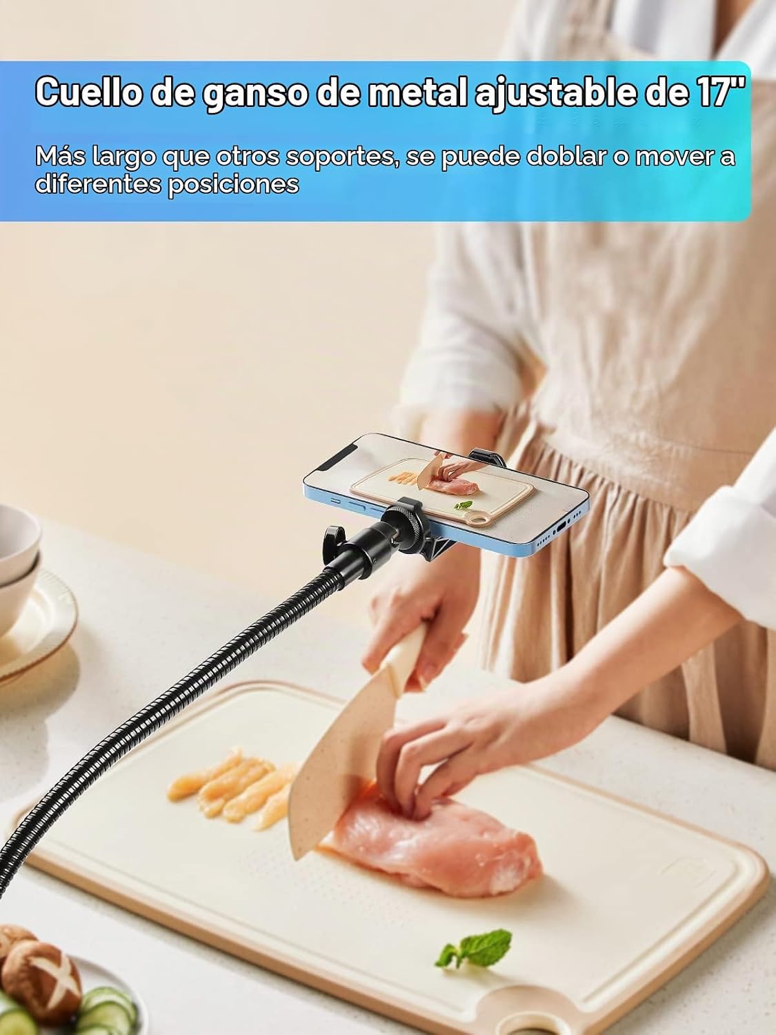 Elitehood Soporte de trípode flexible de 81 pulgadas de alto para iPhone con cuello de cisne ajustable de 17 pulgadas con control remoto, compatible con iPhone 13 Pro Max / 13 Pro / 12 Pro Max