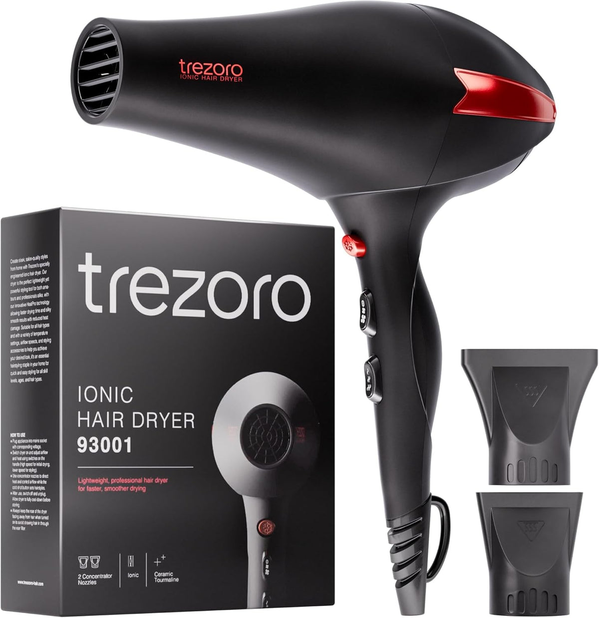TREZORO Secador de pelo profesional para mujer, secador de pelo ión...