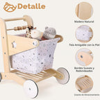 Woodtoe - Cochecito de muñeca de madera para bebé, ajusta el carrito de