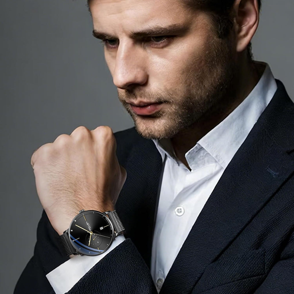 Relojes automáticos para hombre, reloj automático para hombre, movimiento mecánico original, resistente al agua 3ATM, manecillas luminosas, calendario y pantalla de 24 horas, relojes de pulsera