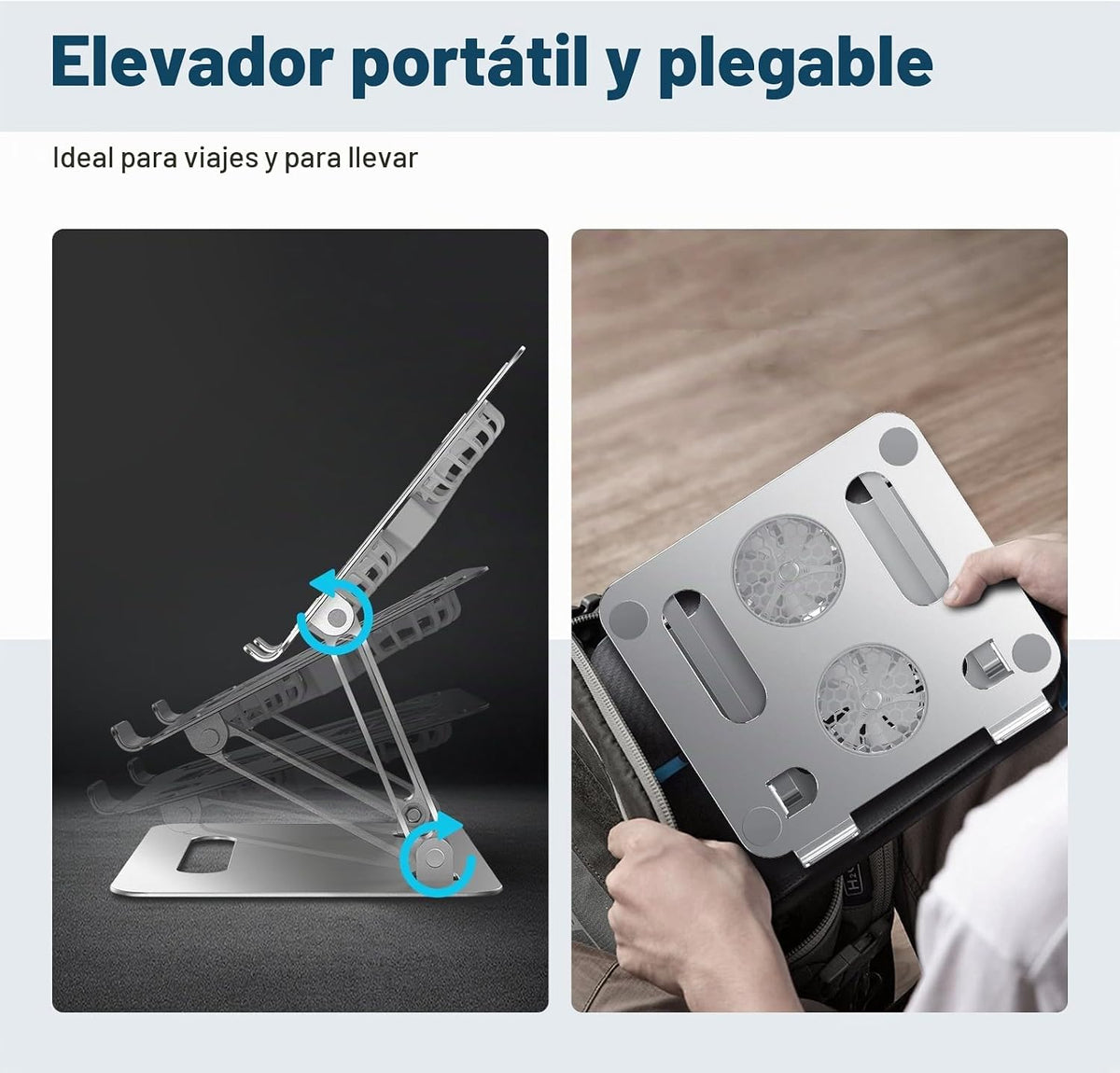YICOSUN Soporte de refrigeración ajustable para laptop con 2 ventil...